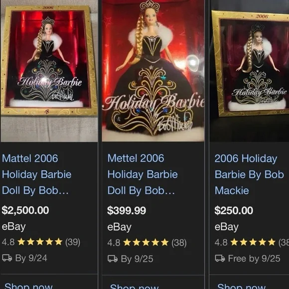 2006 Vintage Mattel Holiday Barbie Doll by Bob Mackie - Black and Gold - Picture 6 of 6